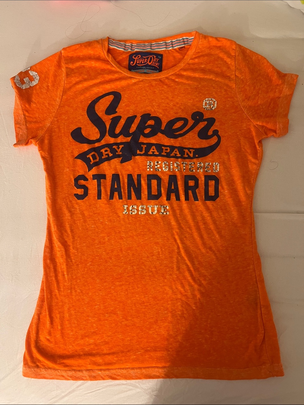Y2K vintage Superdry Orange Short Sleeve Logo Tee